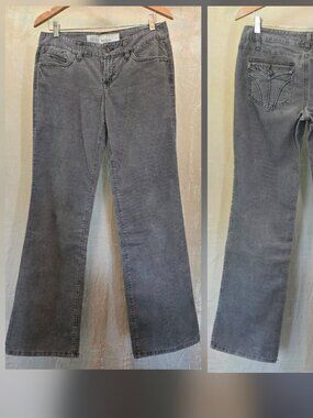 LOFT Slim Boot Corduroy Pants – Gray Size 6 – Soft 100% Cotton Vintage Fall